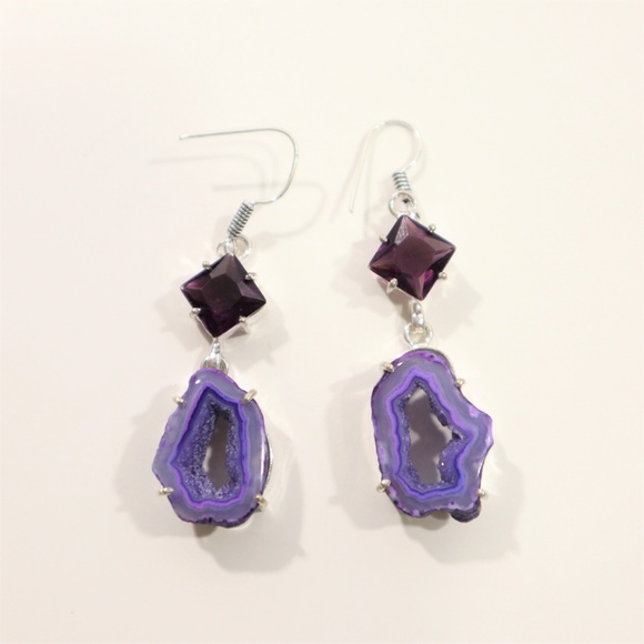 Solar Quartz Druzy & Amethyst & .925 Silver - Picture 5 of 6